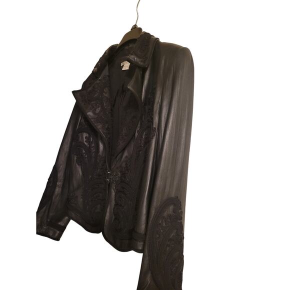 Peter Nygard | The Luxe Command Jacket – Embroidered Leather Statement - Size XL - Picture 4 of 6